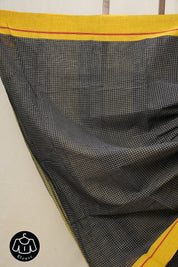 Black Big Checks Cotton Patteda Anchu Saree - SRBPAS81