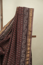 Maroon HBP Cotton Silk Saree With Chanderi Border - SRMCSS1808