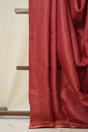 Brick Red Tussar Silk Saree - SRBRTSS1718