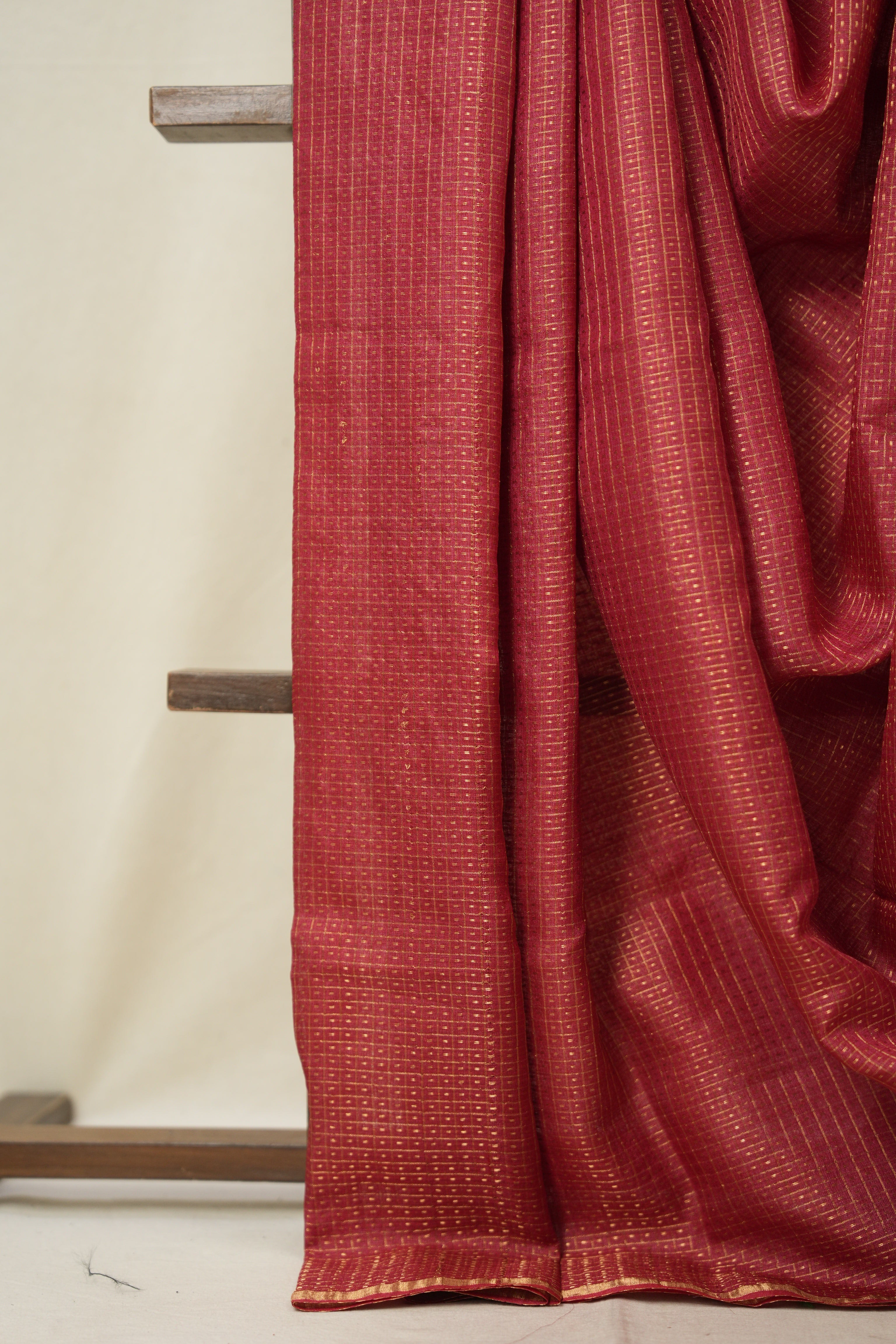 Brick Red Tussar Silk Saree - SRBRTSS1718