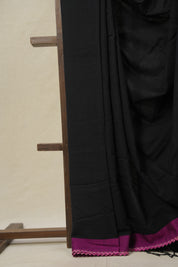 Black Bengal Cotton Saree With Lace - SRBBCSWL10