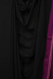 Black Bengal Cotton Saree With Lace - SRBBCSWL10