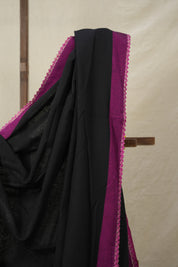 Black Bengal Cotton Saree With Lace - SRBBCSWL10