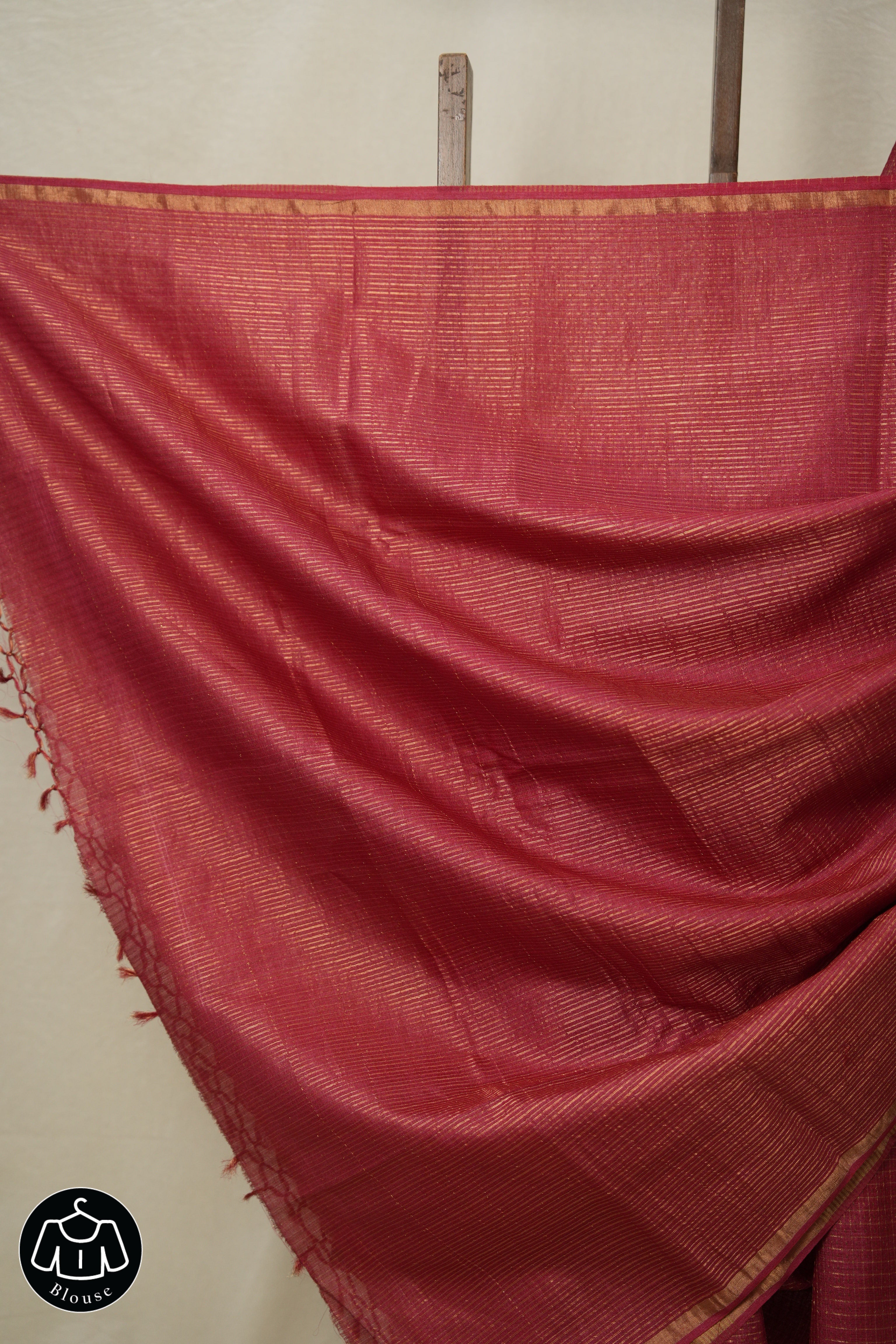 Brick Red Tussar Silk Saree - SRBRTSS1718