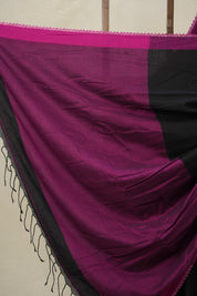 Black Bengal Cotton Saree With Lace - SRBBCSWL10