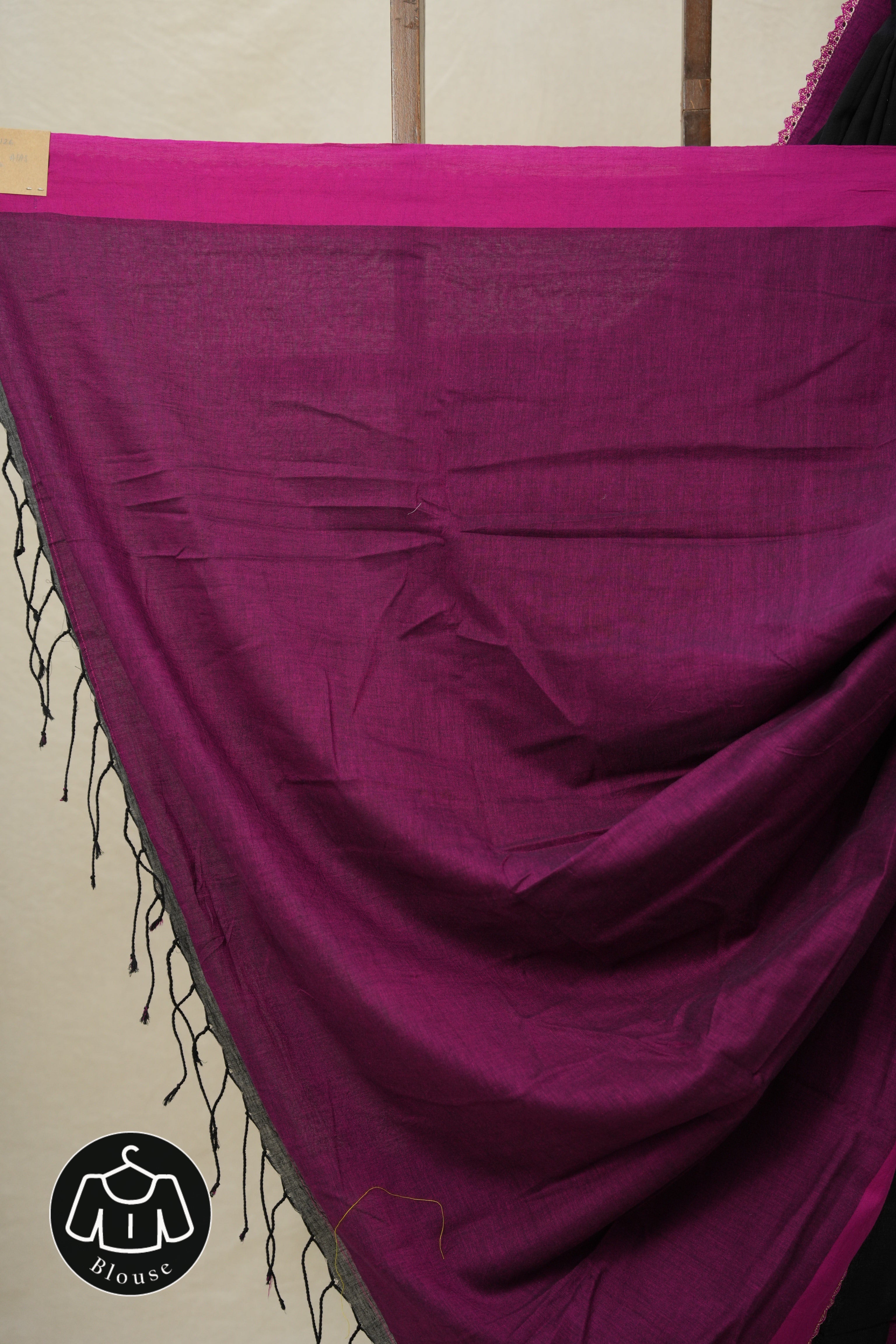 Black Bengal Cotton Saree With Lace - SRBBCSWL10