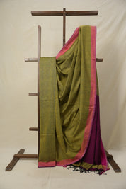 Mehandi Green Bengal Cotton Saree With Lace - SRMGBCSWL07