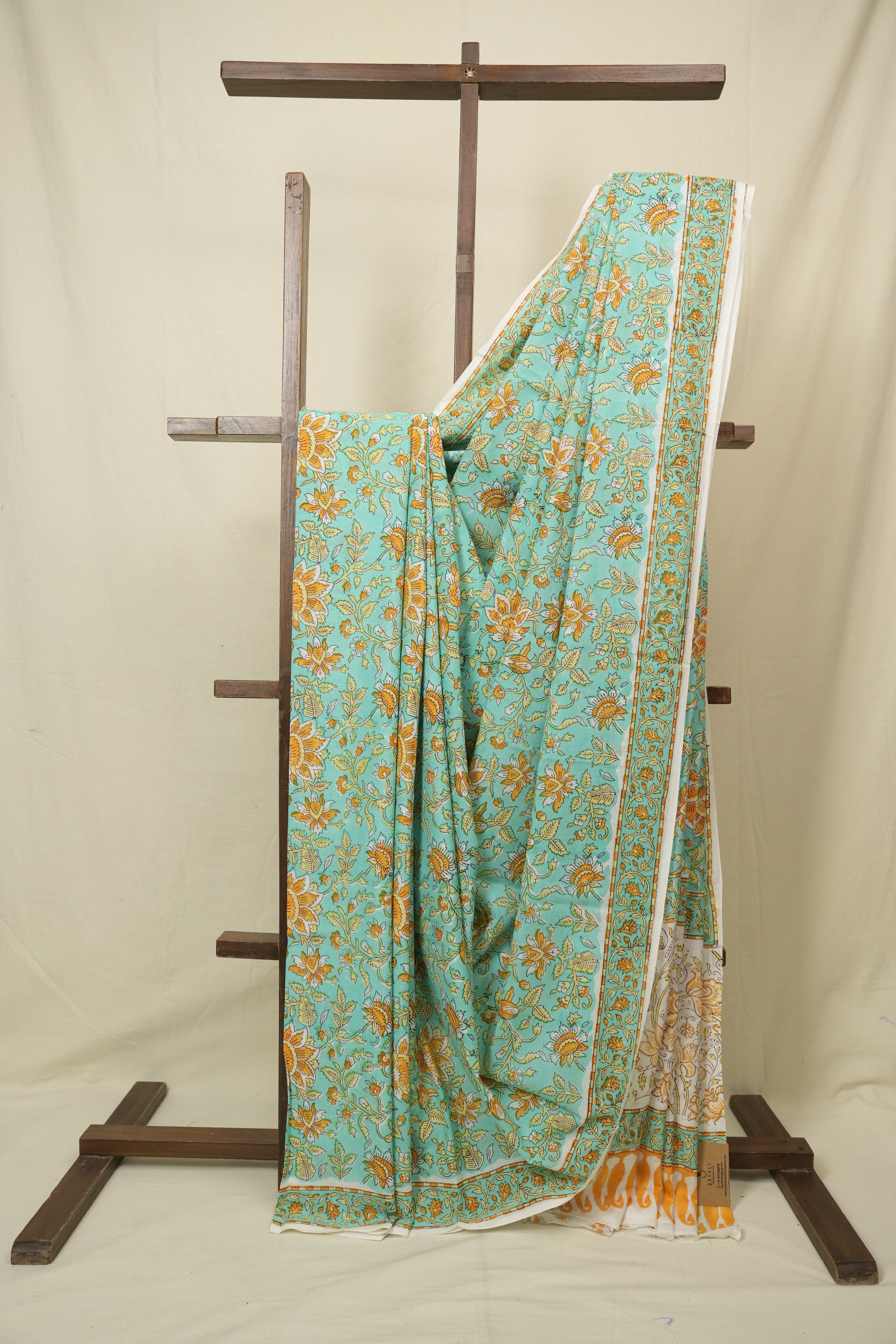 Teal HBP Cotton Saree - SRTCS3410