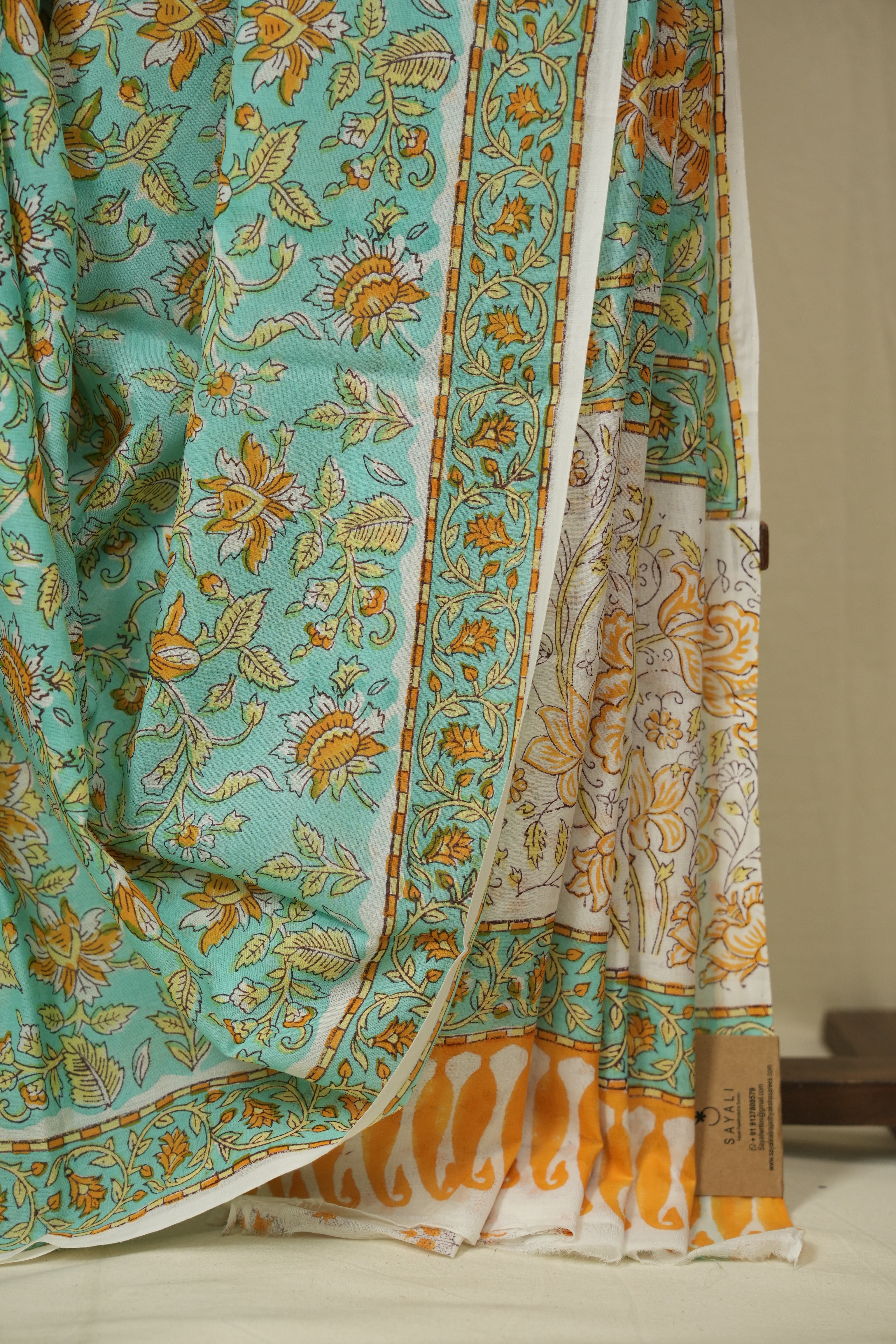 Teal HBP Cotton Saree - SRTCS3410