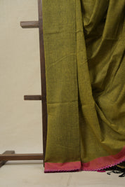 Mehandi Green Bengal Cotton Saree With Lace - SRMGBCSWL07