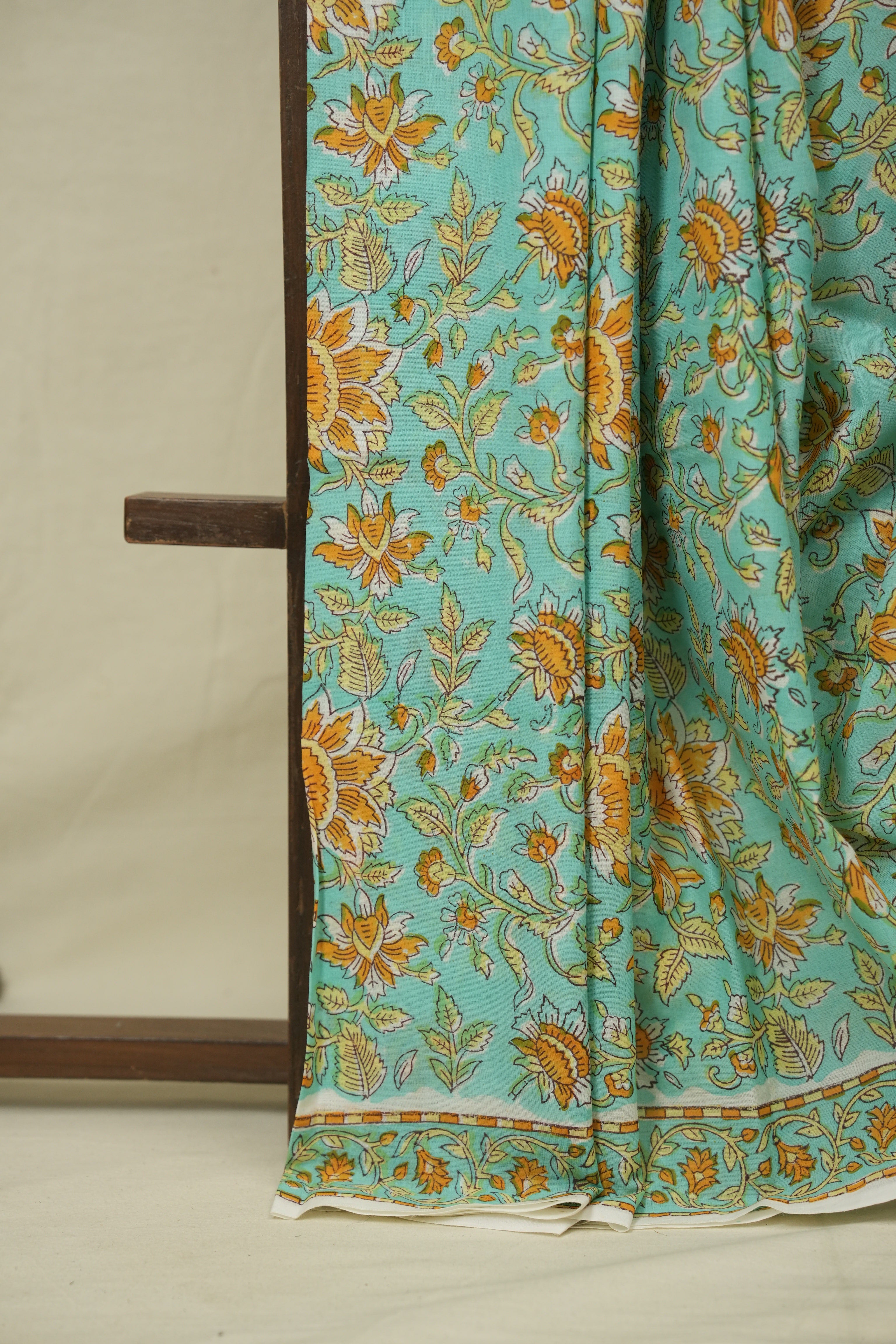 Teal HBP Cotton Saree - SRTCS3410