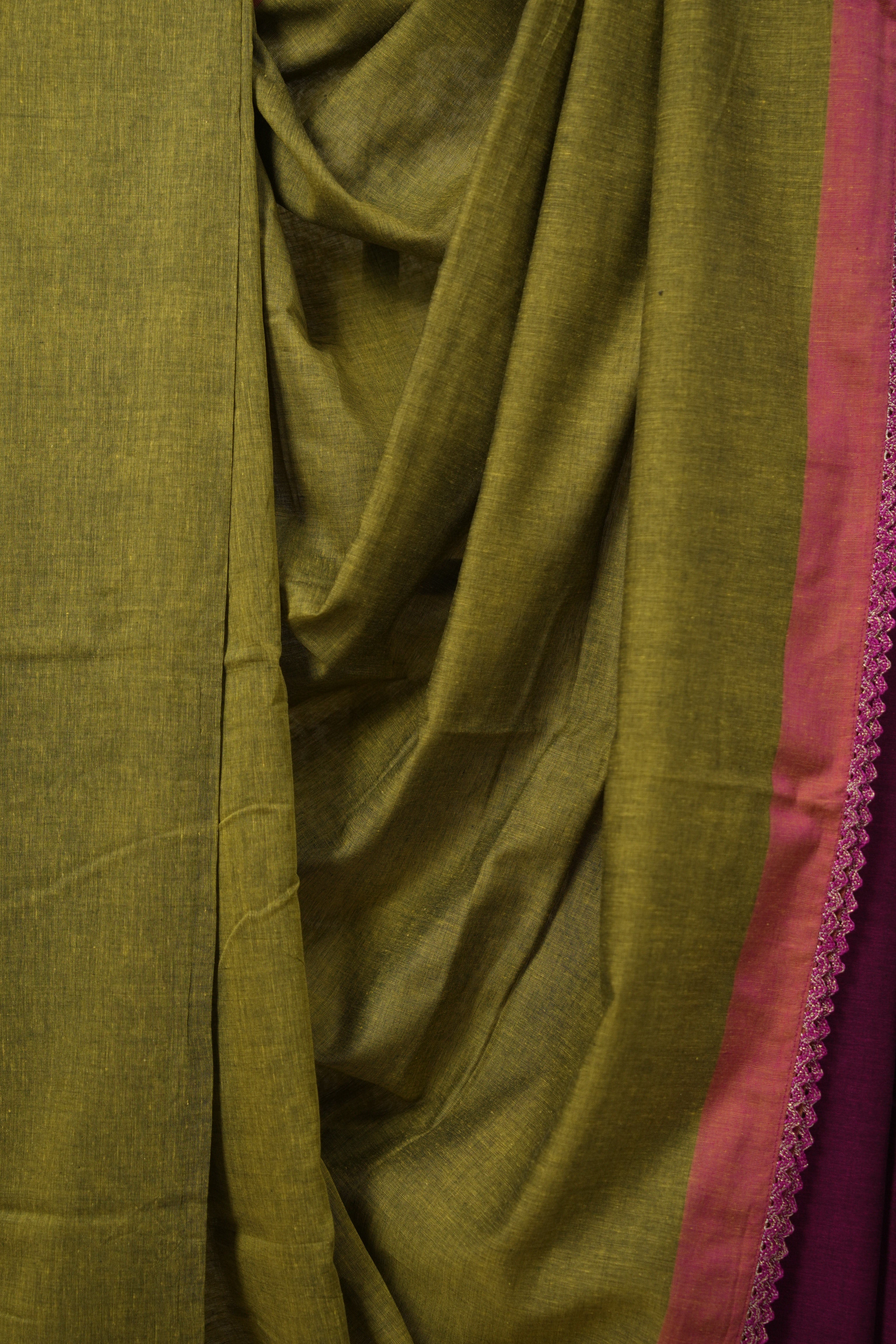 Mehandi Green Bengal Cotton Saree With Lace - SRMGBCSWL07