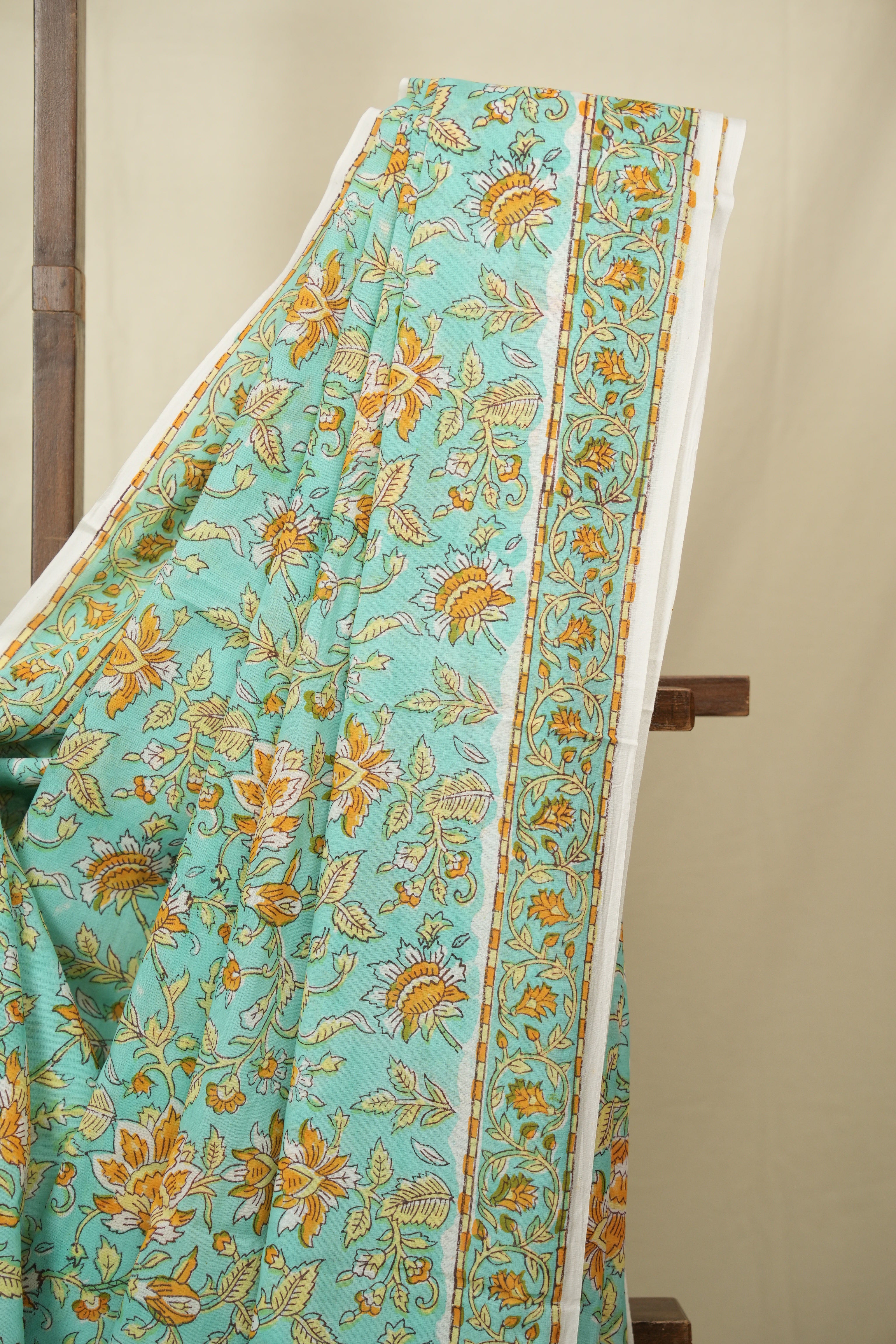 Teal HBP Cotton Saree - SRTCS3410