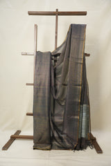 Blue-Gold Tissue Tussar Silk Saree - SRBGMTTSS603