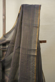 Blue-Gold Tissue Tussar Silk Saree - SRBGMTTSS603