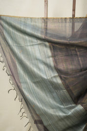 Blue-Gold Tissue Tussar Silk Saree - SRBGMTTSS603