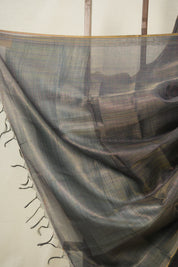 Blue-Gold Tissue Tussar Silk Saree - SRBGMTTSS603