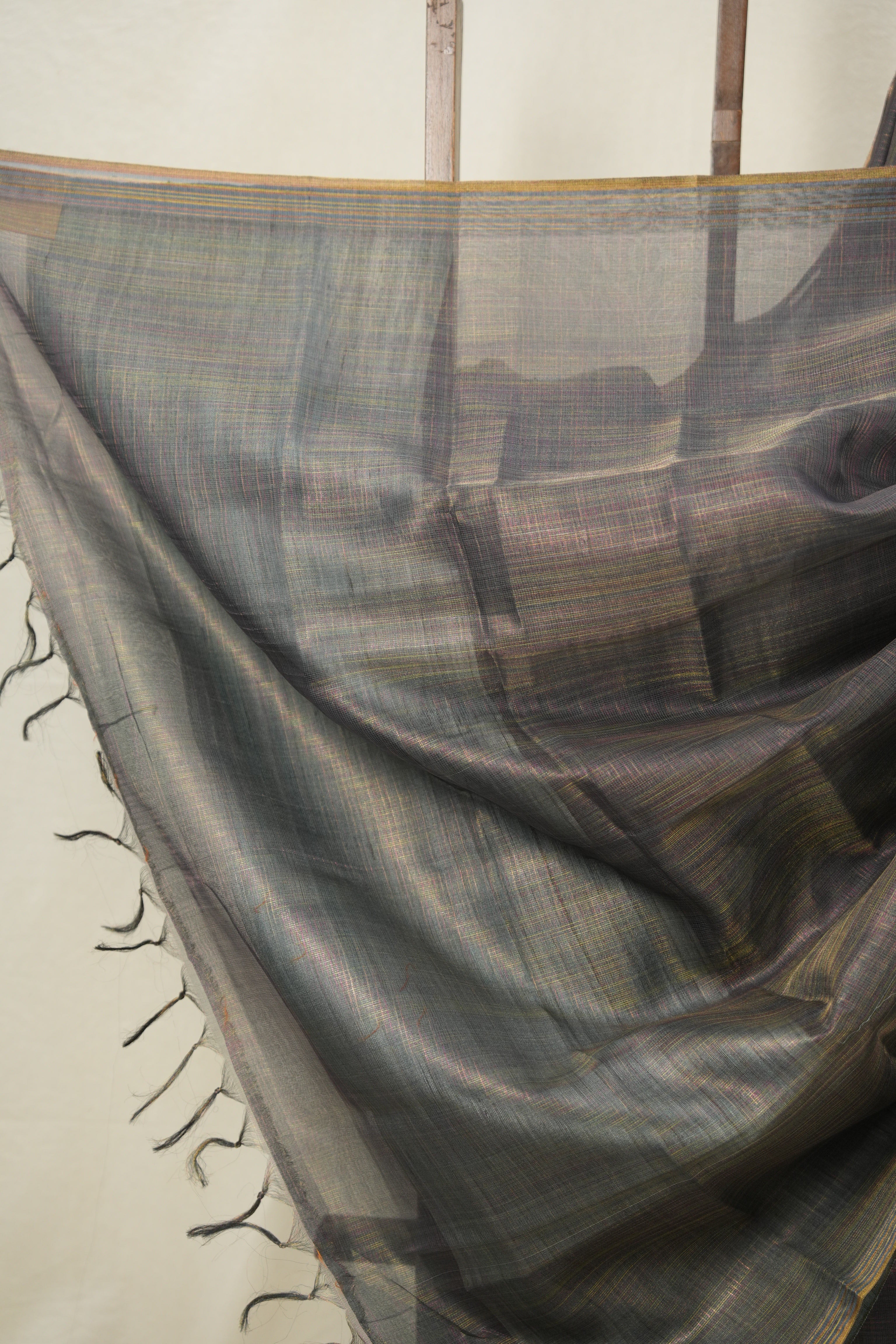 Blue-Gold Tissue Tussar Silk Saree - SRBGMTTSS603