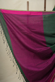 Green Bengal Cotton Saree With Lace - SRGBCSWL06