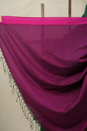 Green Bengal Cotton Saree With Lace - SRGBCSWL06