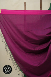 Green Bengal Cotton Saree With Lace - SRGBCSWL06