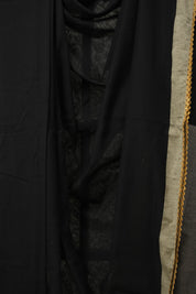 Black Bengal Cotton Saree With Lace - SRBBCSWL05