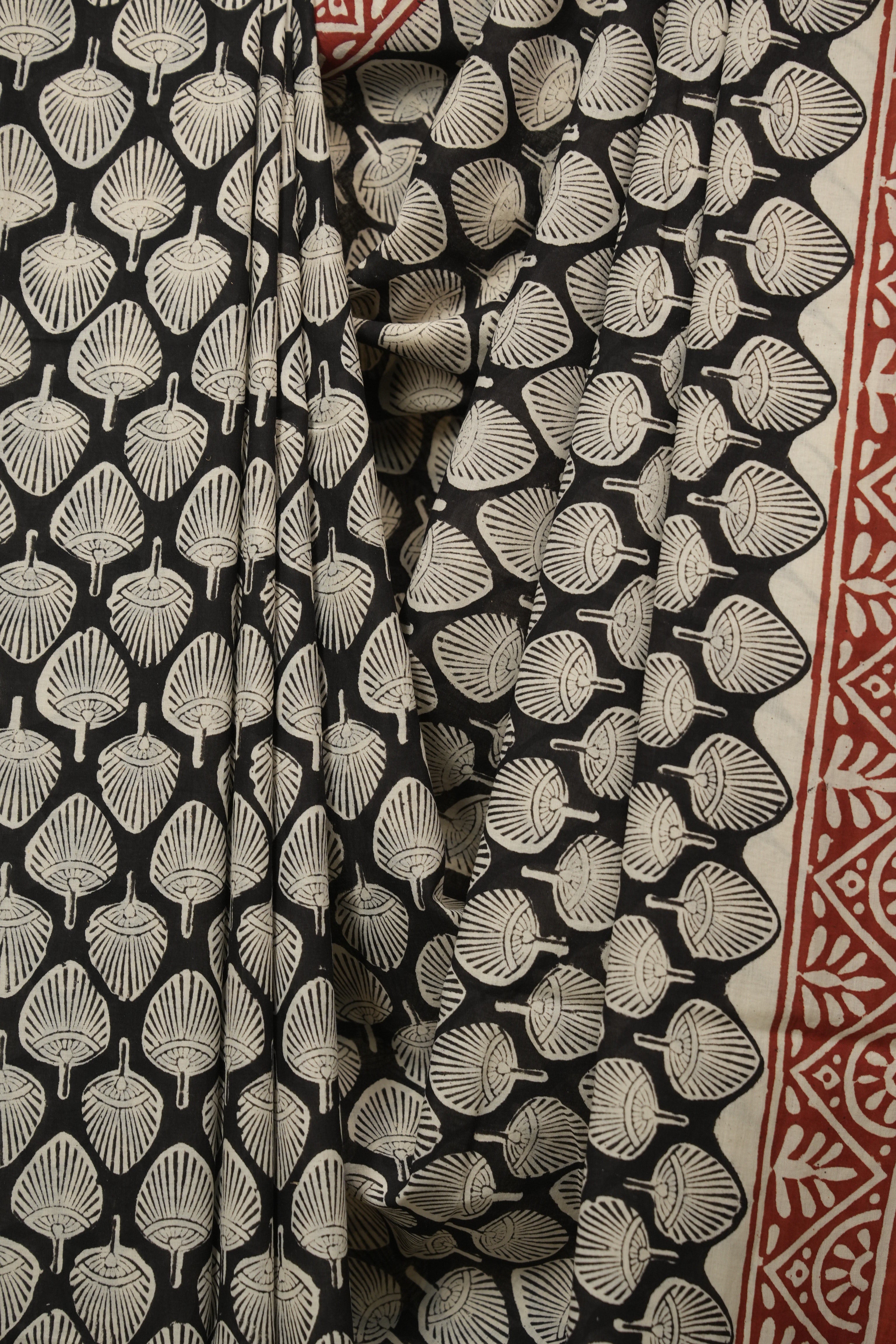 Black HBP Cotton Saree - SRBCS3408
