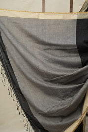 Black Bengal Cotton Saree With Lace - SRBBCSWL05