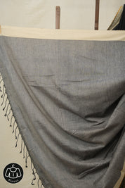 Black Bengal Cotton Saree With Lace - SRBBCSWL05