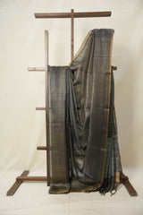 Black-Gold Tissue Tussar Silk Saree - SRBGMTTSS602