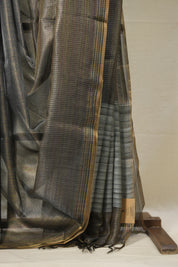 Black-Gold Tissue Tussar Silk Saree - SRBGMTTSS602