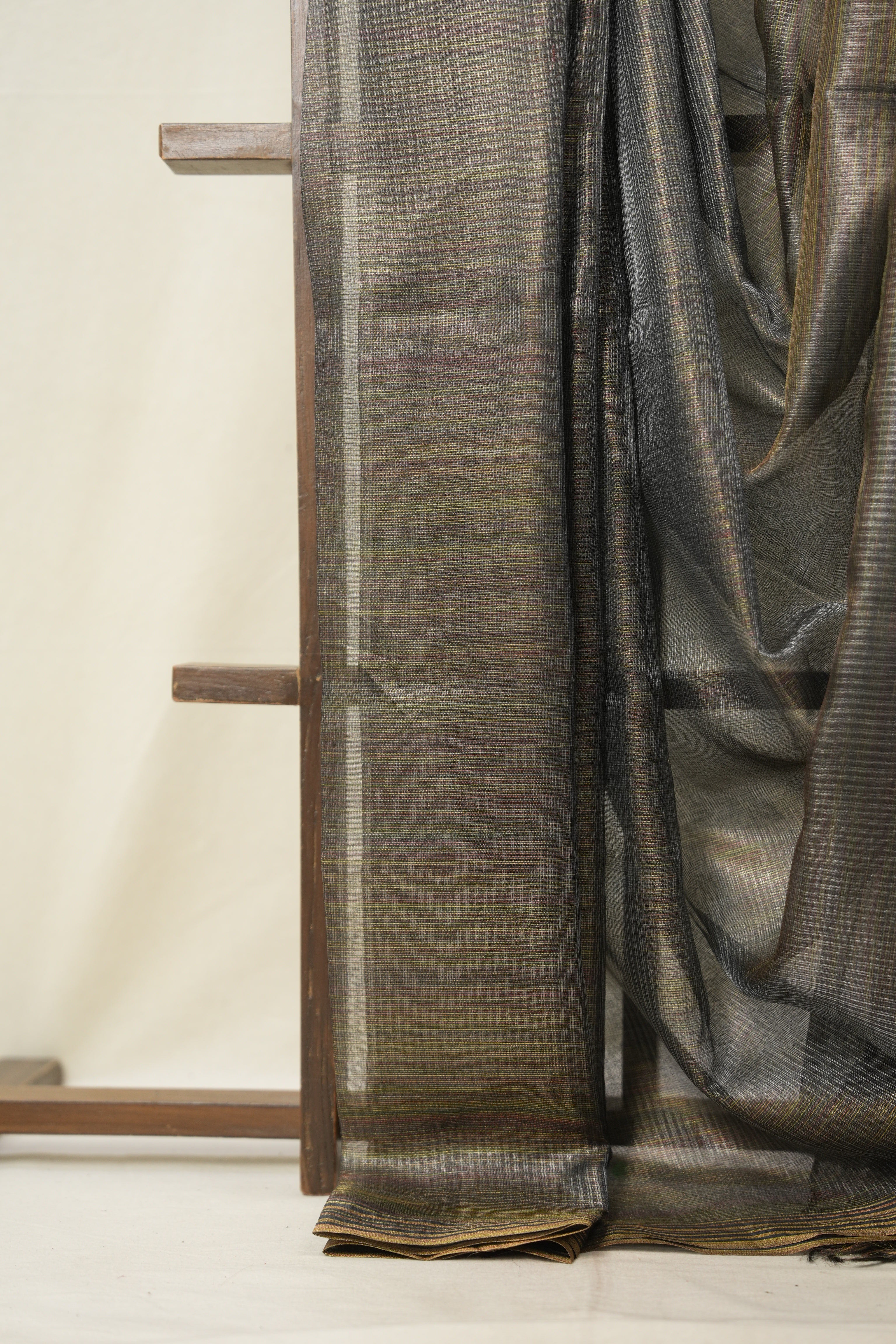 Black-Gold Tissue Tussar Silk Saree - SRBGMTTSS602