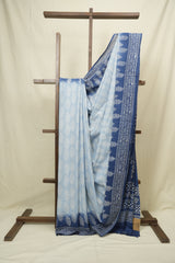 Powder Blue HBP Cotton Saree - SRPBCS3413