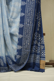 Powder Blue HBP Cotton Saree - SRPBCS3413