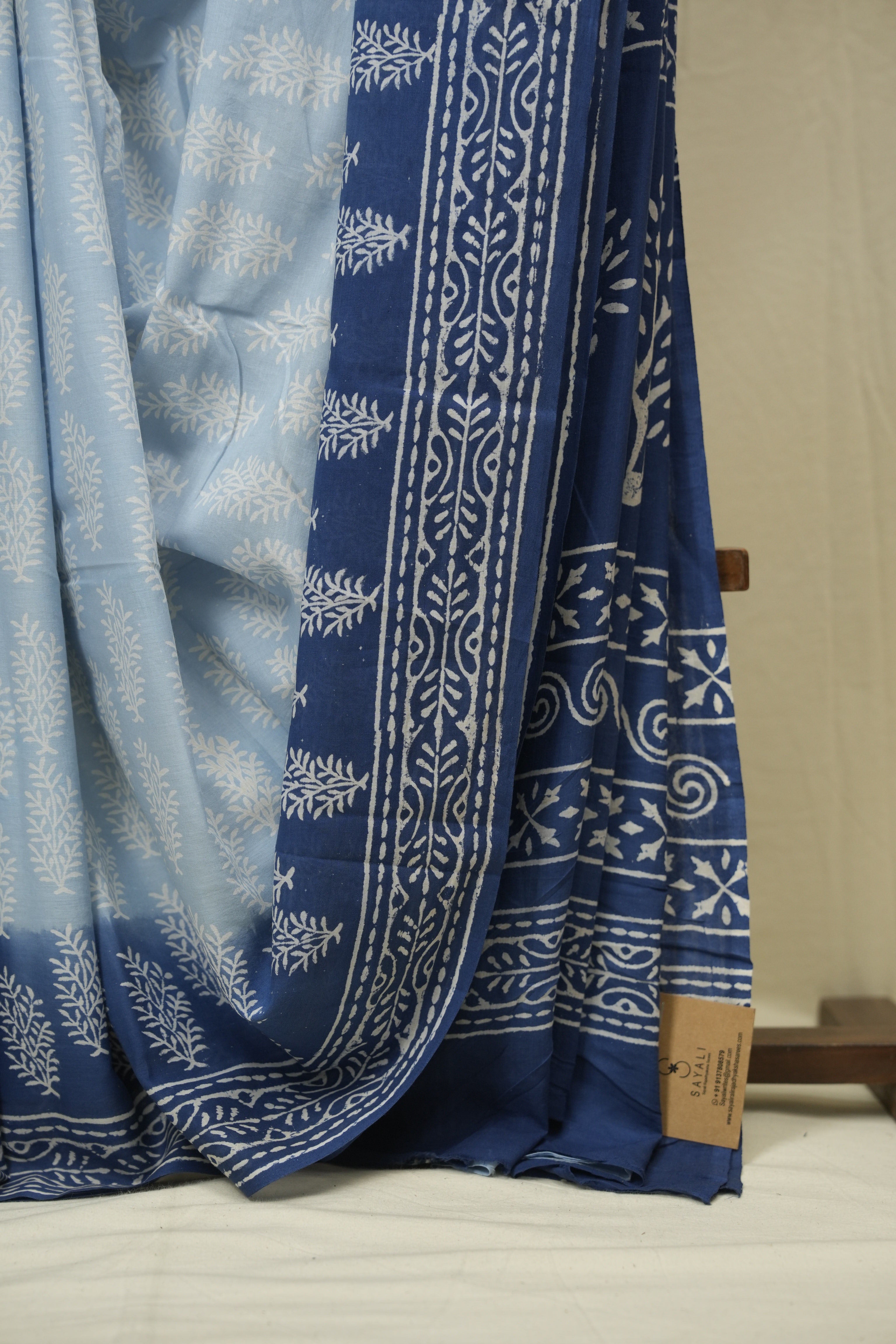 Powder Blue HBP Cotton Saree - SRPBCS3413