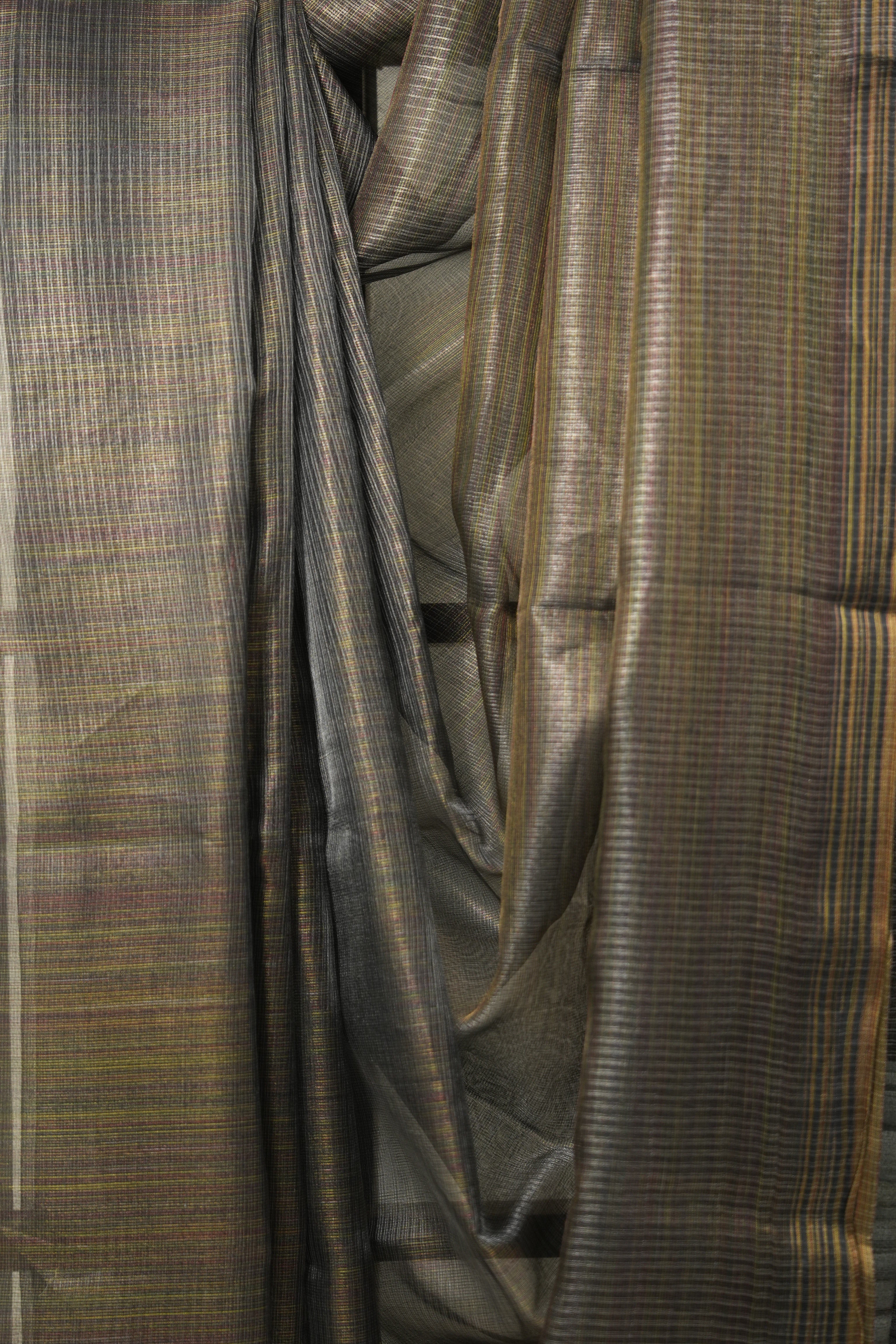 Black-Gold Tissue Tussar Silk Saree - SRBGMTTSS602