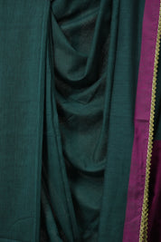 Teal Green Bengal Cotton Saree With Lace - SRTGBCSWL03