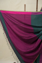 Teal Green Bengal Cotton Saree With Lace - SRTGBCSWL03