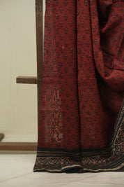 Maroon HBP Cotton Silk Saree With Chanderi Border - SRMCSS1779