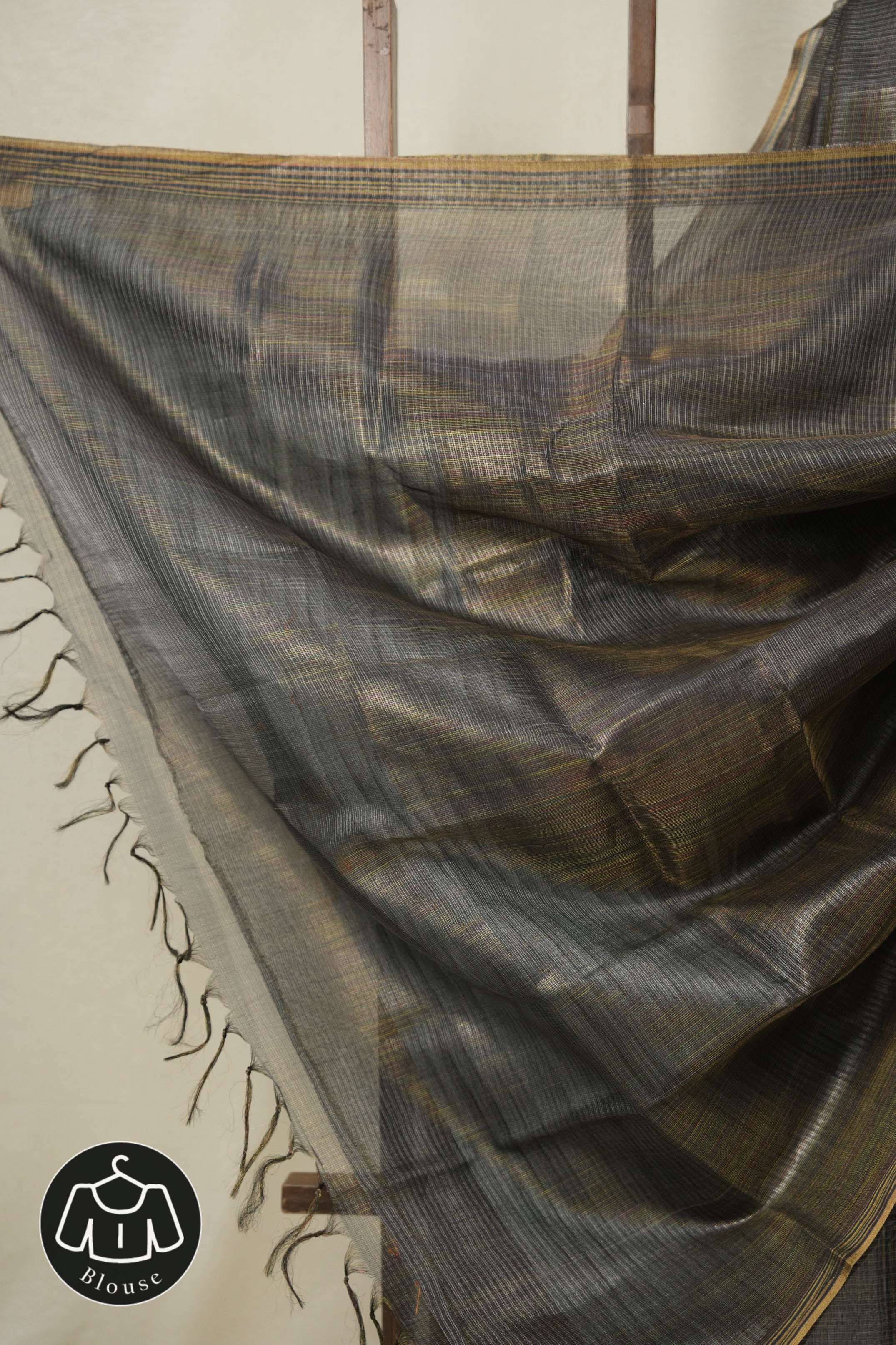 Black-Gold Tissue Tussar Silk Saree - SRBGMTTSS602
