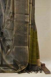 Green-Black Tissue Tussar Silk Saree - SRGBTTSS600