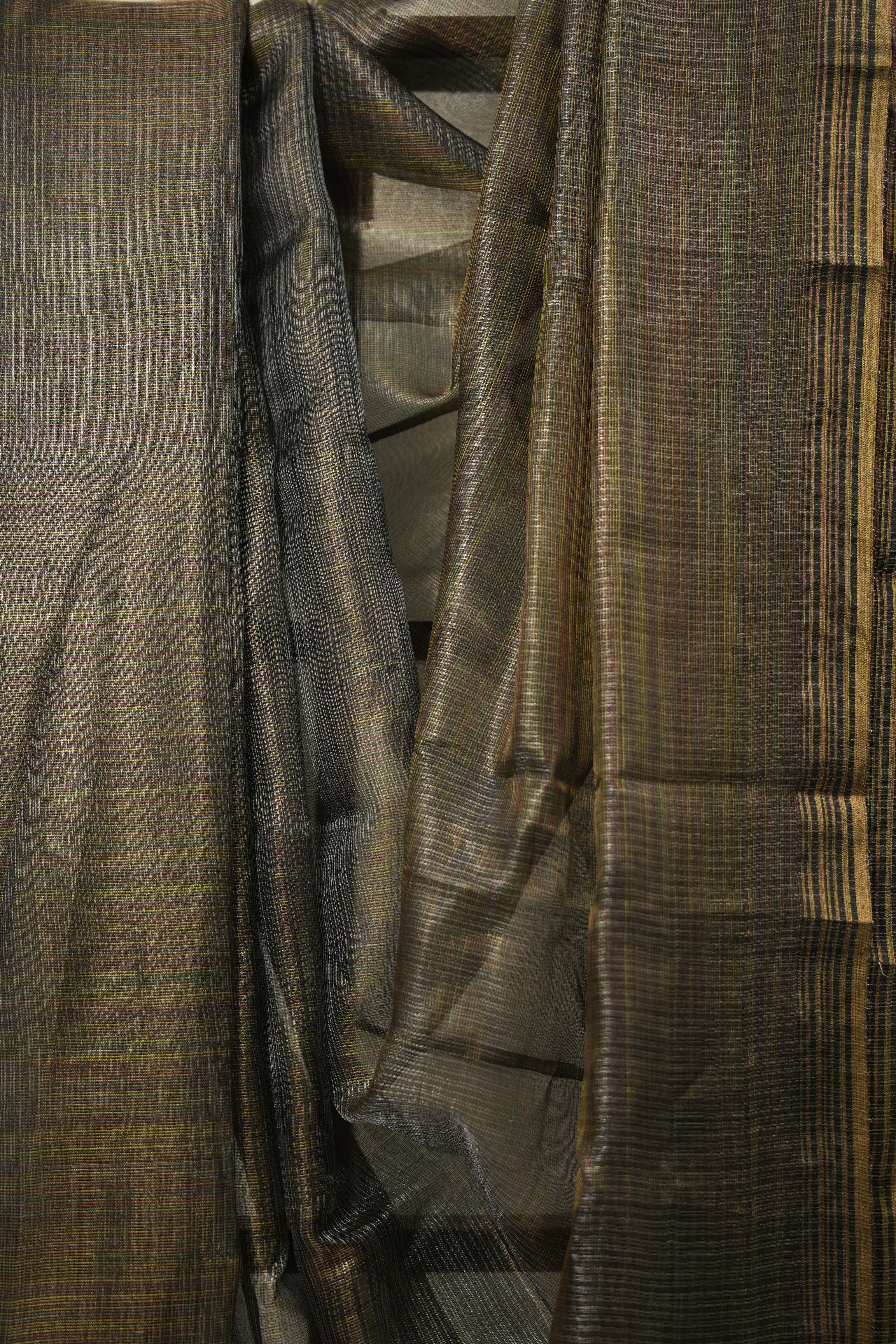 Green-Black Tissue Tussar Silk Saree - SRGBTTSS600