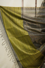 Green-Black Tissue Tussar Silk Saree - SRGBTTSS600