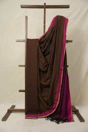 Coffee Brown Bengal Cotton Saree With Lace - SRCBBCSL01