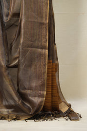 Black-Brown Tissue Tussar Silk Saree - SRBBTTSS599