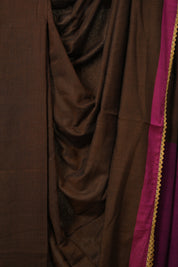 Coffee Brown Bengal Cotton Saree With Lace - SRCBBCSL01