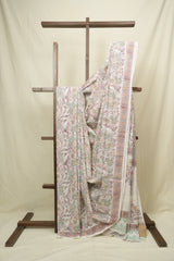 White HBP Cotton Saree - SRWCS3416