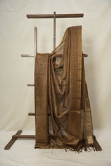 Brown Tissue Tussar Silk Saree - SRBTTSS598