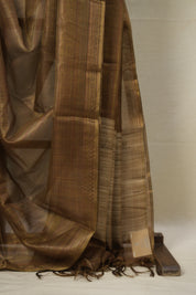 Brown Tissue Tussar Silk Saree - SRBTTSS598