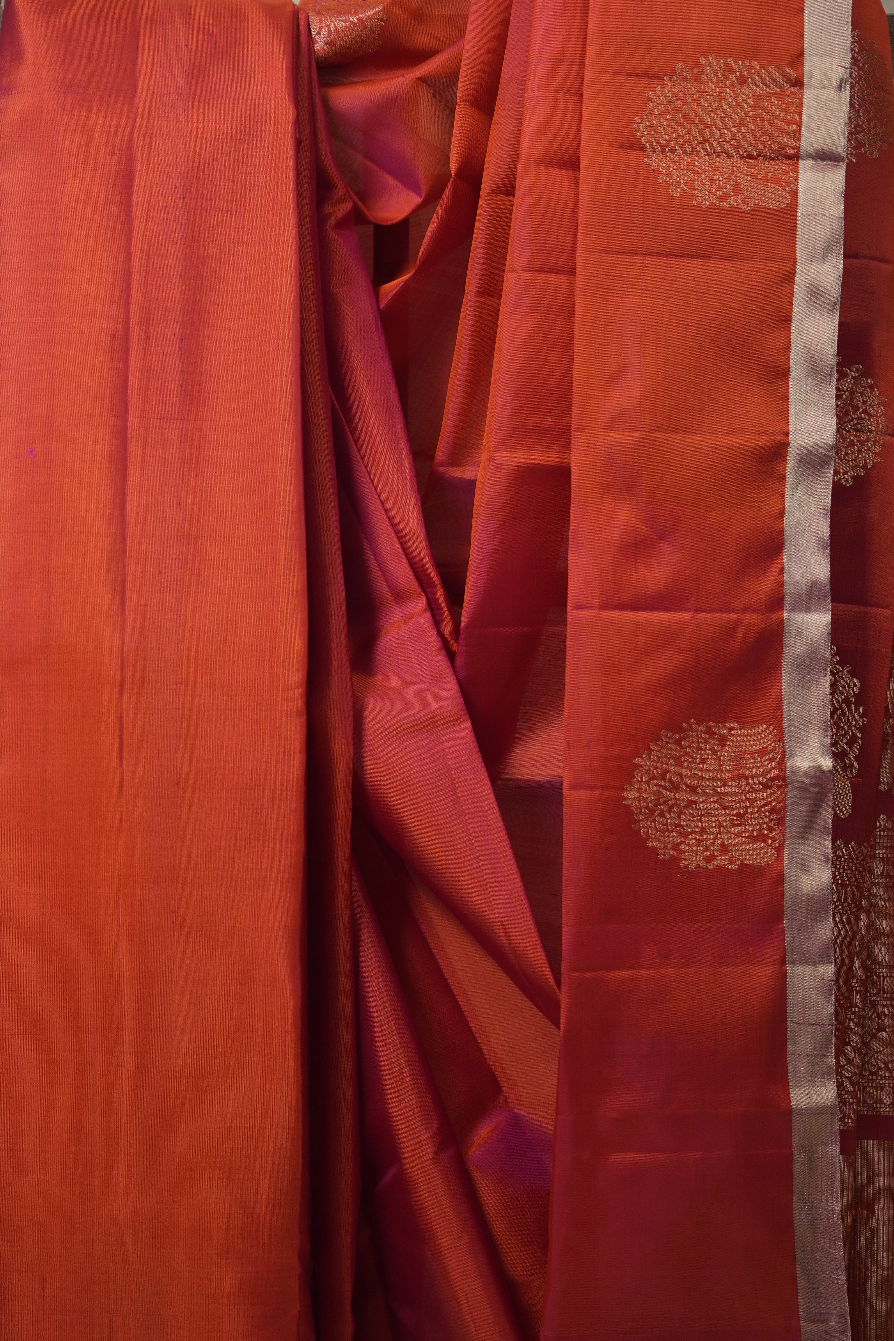 Two Tone Red Kanjeevaram Silk Saree - SRTTRKSS985